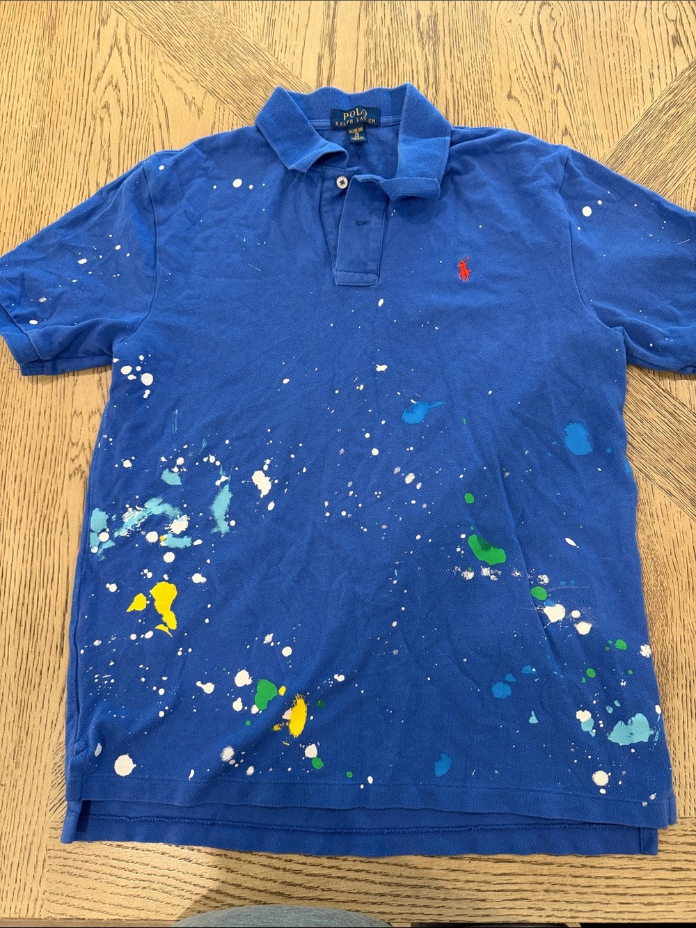 Ralph Lauren Polo Men's Blue Paint-Splatter Polo Shirt